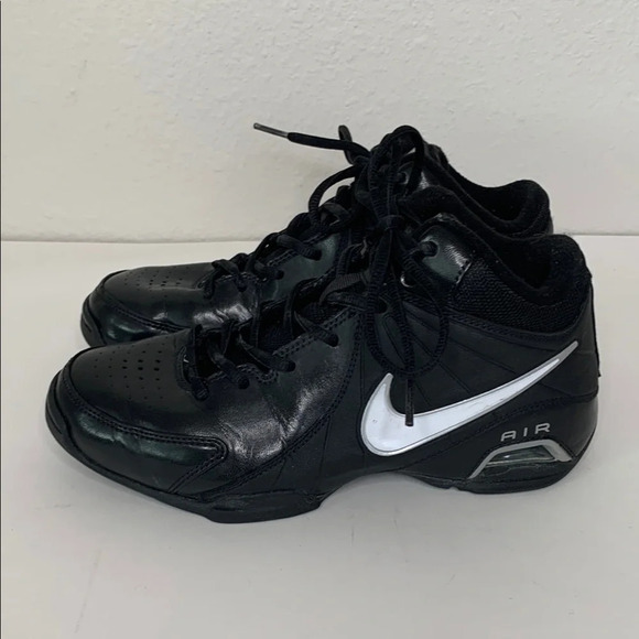 Nike Air Visi Pro Black Leather Athletic Shoes Mid-Top Basketball Sneakers - Picture 4 of 8